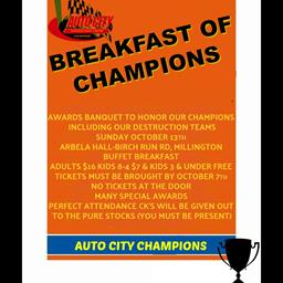 BREAKFAST OF CHAMPIONS -OCT 13TH-11AM