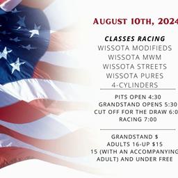 August 10th Racing Information