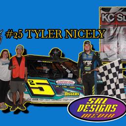 DIRTcar Modified National points leader, Tyler Nicely, goes flag to flag, 110 total cars entered; 34 DIRTcar Modifieds, Jimmy Dutlinger wins 17th feat