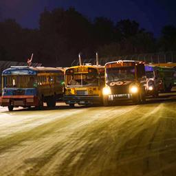 Fans Pack the Ogilvie Raceway Grandstands for a Fun Night of Bus Races