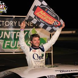 DONAHUE TOPS FRIDAY CLAREMONT LATE MODELS, PURE STOCK THRILLER TO ST. AMOUR