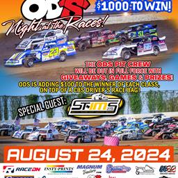 August 24, 2024 Race Day Schedule - On Demand Shirts Night at the Races!