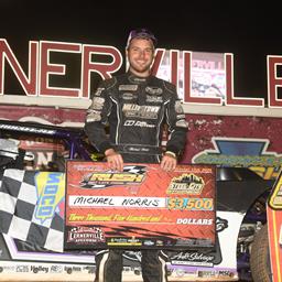 LERNERVILLE SUPER LATE MODEL STANDOUT MICHAEL NORRIS WINS &quot;STEEL CITY STAMPEDE&quot; FOR 2ND STRAIGHT YEAR IN HOVIS RUSH LATE MODELS WHILE 14-YEAR-OLD BROC