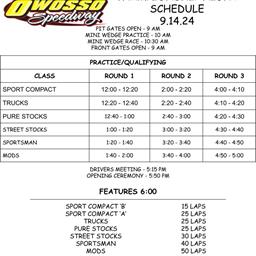 Championship Night Race Day Schedule