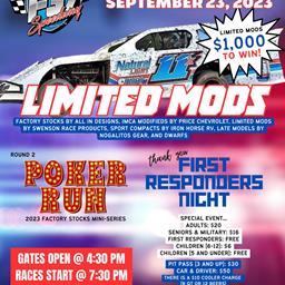 Sept 23rd; Poker Run R2, Limited Mods $1,000 to win!