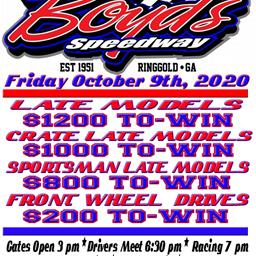 Boyd&#39;s Action Continues Friday Oct. 9th, 2020