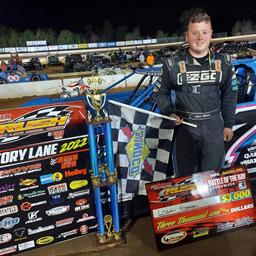 LOGAN ROBERSON ENDS 3-YEAR WINLESS DROUGHT ON FLYNN’S TIRE TOUR BY OUT-DUELING DEFENDING CHAMP KYLE HARDY AT POTOMAC’S HOVIS RUSH LATE MODEL 3C GRAPHI