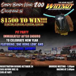 The next event for Whynot Motorsports Park is the Shady Brady Wing 200