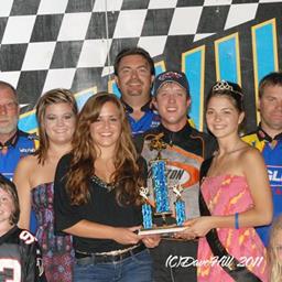 Mark Burch Motorsports #1m team in Victory Lane at Knoxville. Smile Dad!