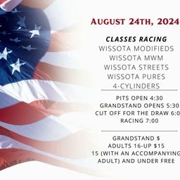 August 24th Racing Information