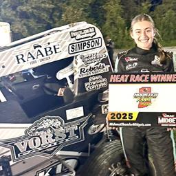 Abby Hohlbein wins Midget heat at Montpelier before Mother Nature takes over