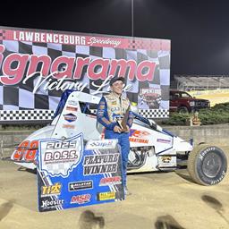 Saban Bibent Victorious with POWRi BOSS at Lawrenceburg Speedway