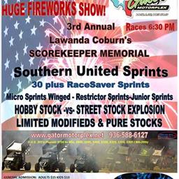 3rd Annual Lawanda Coburn Scorekeeper Memorial - Fireworks &amp; Sprints