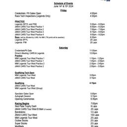 Competition Schedule for Vegas June 14th-15th