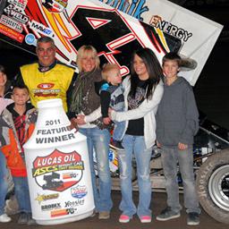 Johnny Herrera picked off his fourth Lucas Oil ASCS presented by K&amp;amp;N Filters National win of the year by racing to victory lane in Friday night&amp;#39;s 25-lap preliminary feature at Las Cruces&amp;#39; Southern New Mexico Speedway. (Lonnie Wheatley photo)