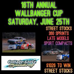 RACING RETURNS TONIGHT WITH THE WALLBANGER CUP AT COTTAGE GROVE SPEEDWAY!!