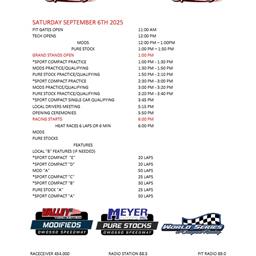 September 6th Schedule of Events
