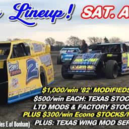 HUGE NIGHT of RACING IN STORE for THIS SATURDAY, APRIL 20th at 82 SPEEDWAY!