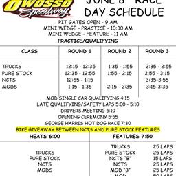 Race Day Itinerary for June 8th