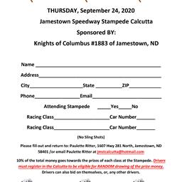 49th Annual Jamestown Stampede Calcutta - September 24th!