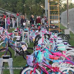 Nearly 100 Bikes Line the Front Stretch for Big O Bike Giveaway Night