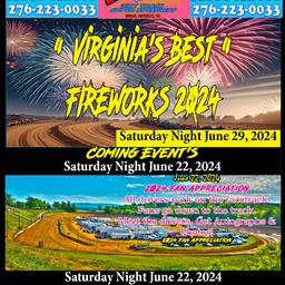 Schedule of Events ~ Wythe Eye 1/2 off Military Adult Grandstands tickets ~ June 15, 2024