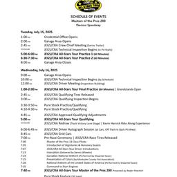 Masters of the Pros Race Day Schedule July 15-16