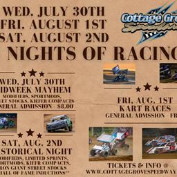 3 NIGHTS OF RACING THIS WEEK AT COTTAGE GROVE SPEEDWAY!!