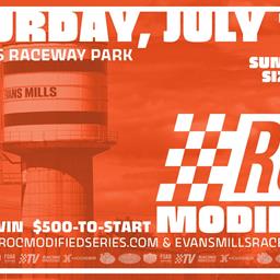 RACE OF CHAMPIONS MODIFIED SERIES SET FOR EVANS MILLS RACEWAY PARK `FIRST EVER “SUMMER SIZZLER PRESENTED BY PINNACLE” SATURDAY, JULY 13, 2024