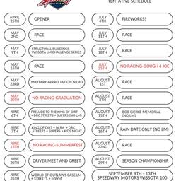 Tenative 2025 Schedule