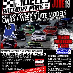 Apollo Tool Night Excitement June 19th 5-Divisions of Racing