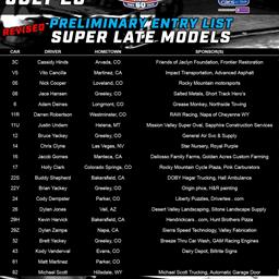 Preliminary Entry List for July 26 at Colorado National Speedway