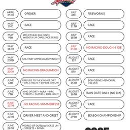 Tenative 2025 Schedule