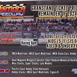 $15 Grandstand Tickets for the Remainder of 2024