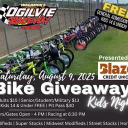Kids Night Bike Giveaway - Saturday, August 9