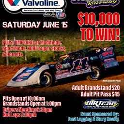 Valvoline American Late Model Iron-Man Series Fueled by VP Set for $10,000 to win at Mudlick Valley Raceway on Saturday June 15