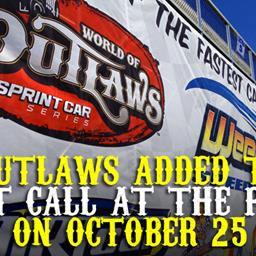 Outlaws Added to Weedsport on Oct. 25