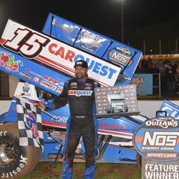 1ST CAREER SHARON &quot;410&quot; SPRINT CAR WIN FOR DONNY SCHATZ COMES IN $10,000 WORLD OF OUTLAWS THRILLER; PRO STOCKS TO TIM BISH FOR 1ST TIME