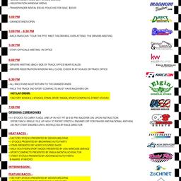 April 13, 2024 Race Day Schedule