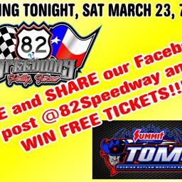 WE ARE RACING TONIGHT, MARCH 23rd!