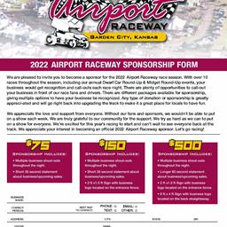 Airport Raceway Seeking 2022 Sponsorships