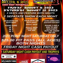 Hotter N Hell Cage Kart Nationals Friday and Saturday August 11 and 12 at Texoma Speedway