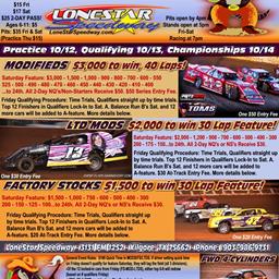 THIS FRI/SAT OCTOBER 13th &amp; 14th it&#39;s the LONESTAR SPEEDWAY ARMADILLO NATIONALS - and the best short track racers in the region will be here!