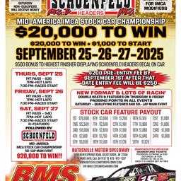 Batesville Motor Speedway - Schoenfeld Headers Stock Car Race - $20,000 to win!!