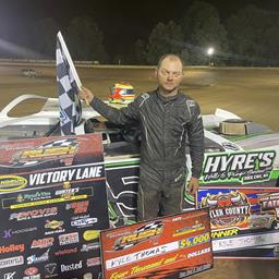 KYLE THOMAS DEFENDS HOME TURF AT TYLER COUNTY WITH HIS 1ST CAREER HOVIS RUSH LATE MODEL FLYNN’s TIRE/GUNTER’S HONEY TOUR VICTORY WORTH $4000