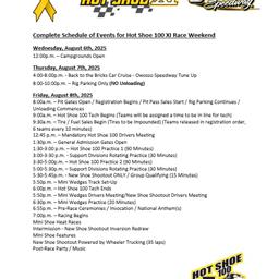 Hot Shoe 100 Schedule