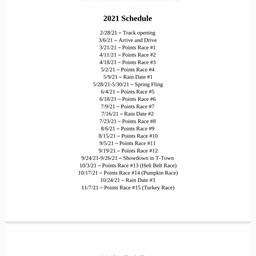 2021 TQMA Schedule