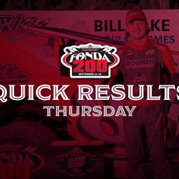 FONDA SPEEDWAY QUICK RESULTS 9/12/2024 DAY ONE OF THE 2024 FONDA 200 WEEKEND