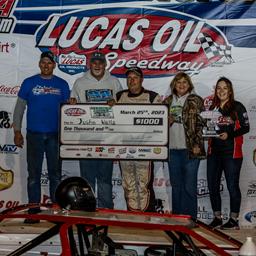 Wells captures Late Model headliner as Lucas Oil Speedway season begins with Stacye, Reed, Dimmitt also earning wins