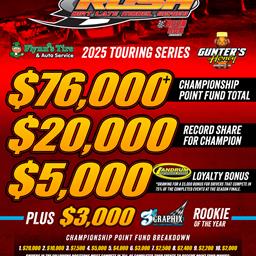 HOVIS RUSH LATE MODEL FLYNN&#39;S TIRE/GUNTER&#39;S HONEY TOURING SERIES RELEASES 2025 SCHEDULE- THE RICHEST SCHEDULE TO DATE; MINIMUM $4000 TO-WIN FOR ALL EV